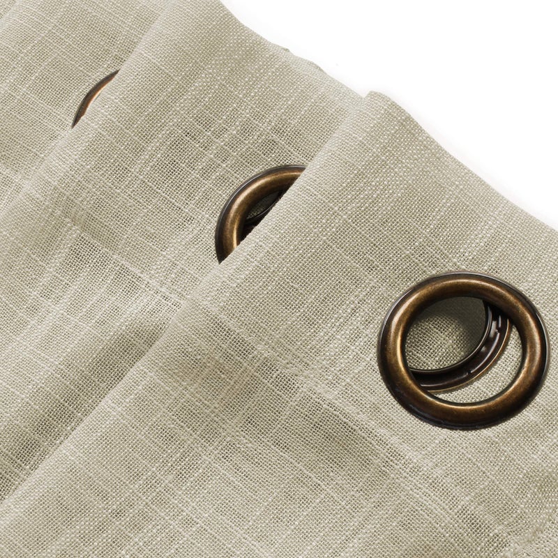 VOILYBIRD Palma Semi Sheer Curtains for Living Room 96 Inches Long Privacy Assured Draperies for Bedroom Bronze Grommet Top Set of 2 Panels (52''W x 96''L, Beige) - Image 4